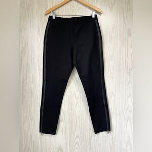 J Crew Black Split-Hem Pixie Pant In Stretch Ponte Zipper Ankle Size 12 EUC